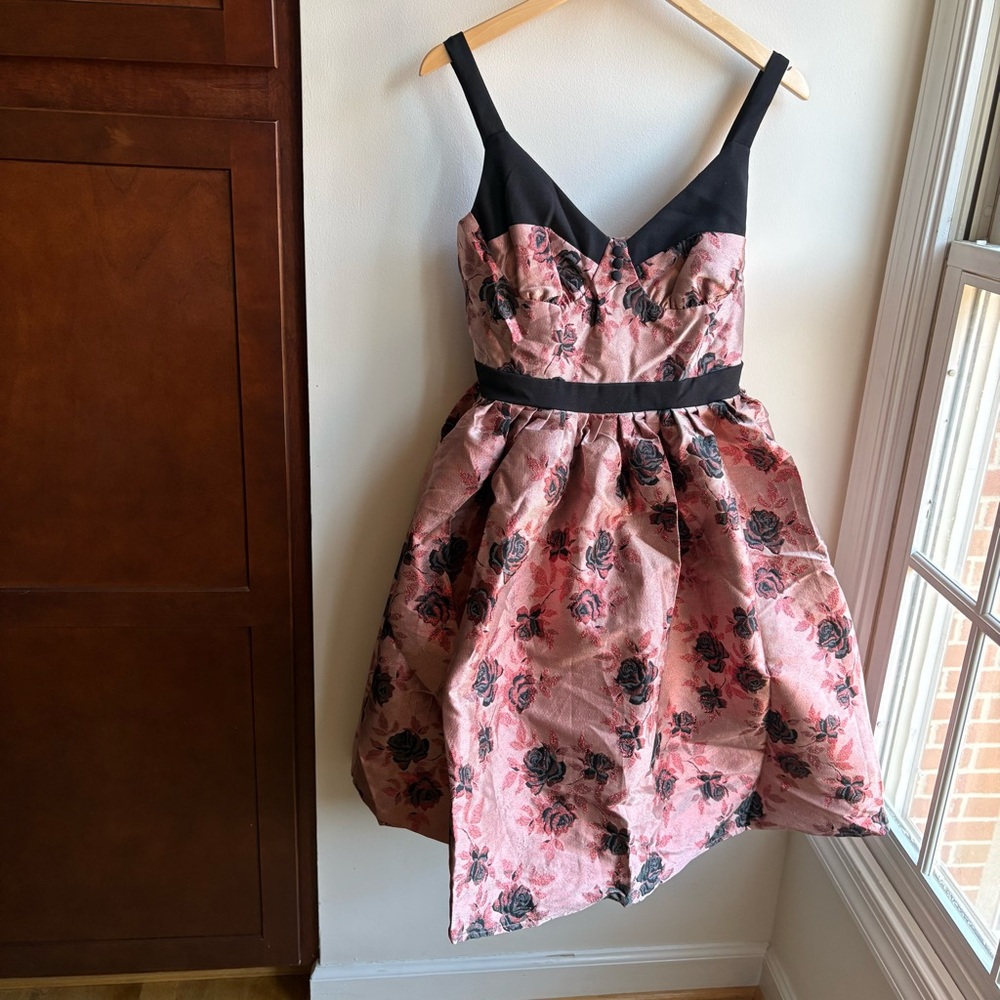 Floral Pink and Black Dress